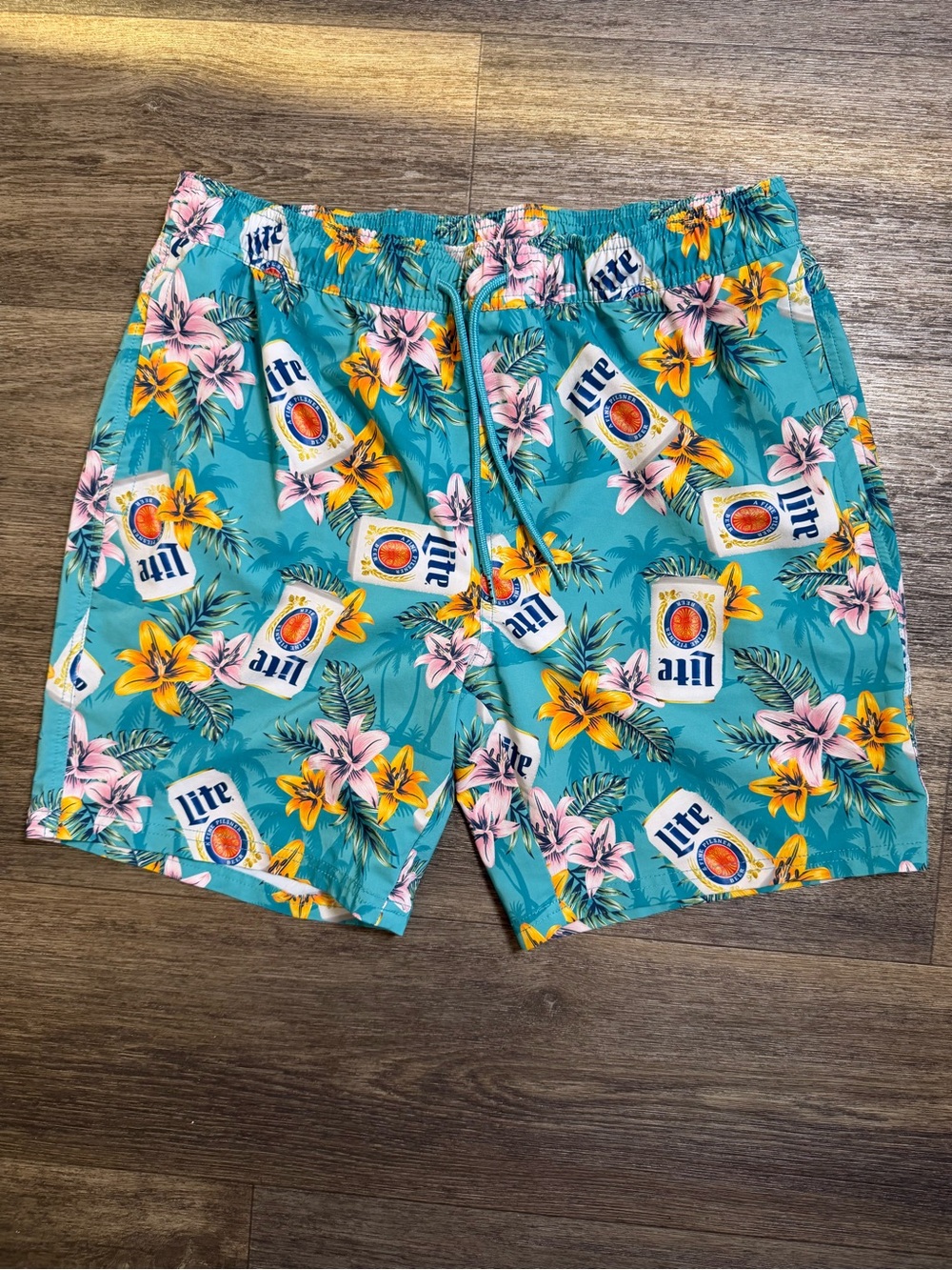 Miller Lite Teal Floral Men’s Swim Trunks